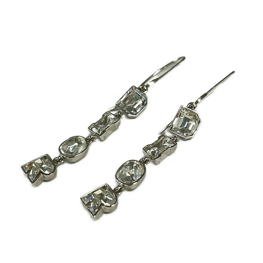 Christian Dior Earrings Silver Clear Hardware Color Stone